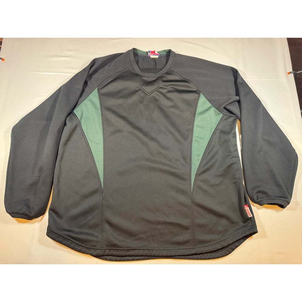 Majestic Authentic MLB Therma Base Pullover Shirt 2XL Black Green Oakland As vtg